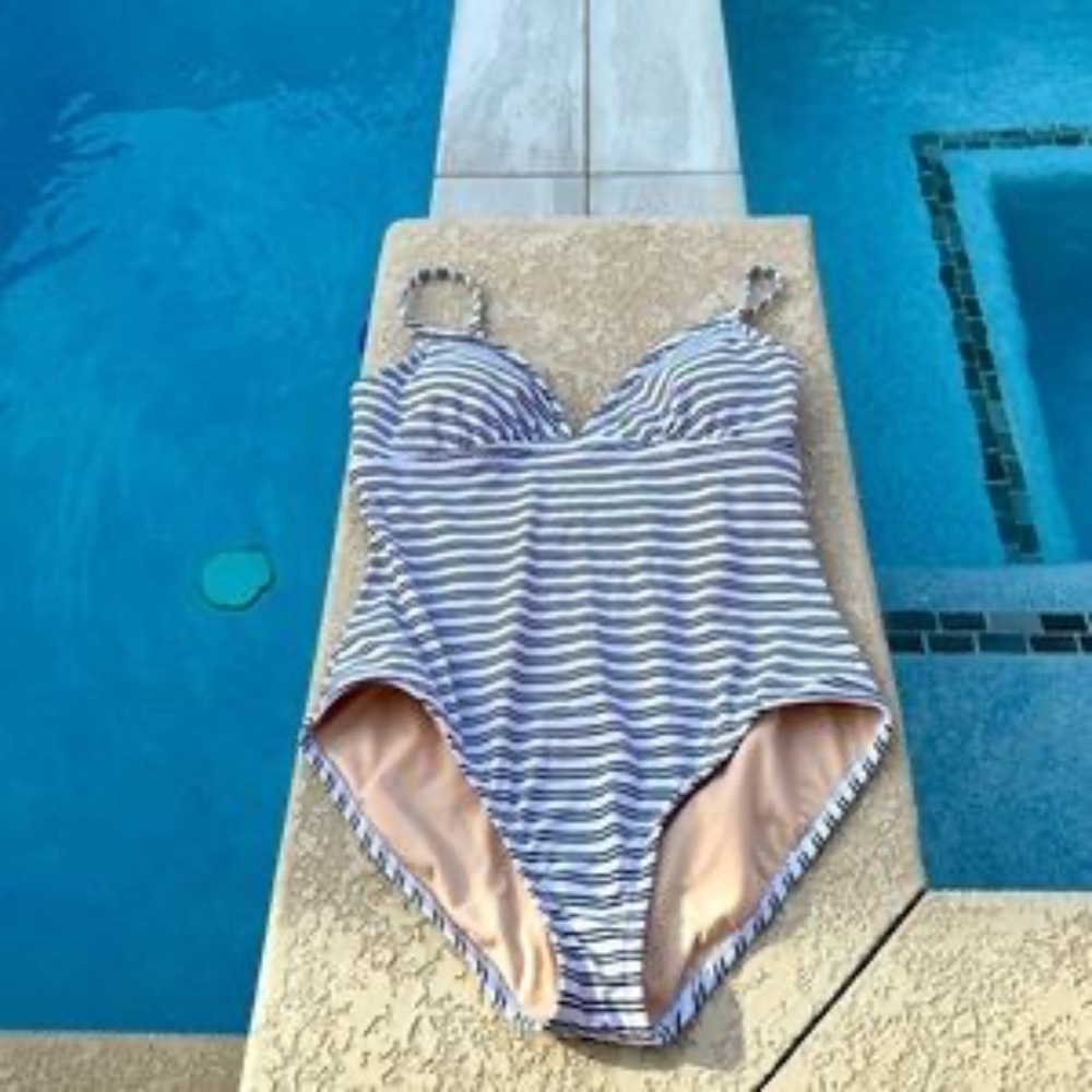 Kona Sol Striped Swimsuit Size Large